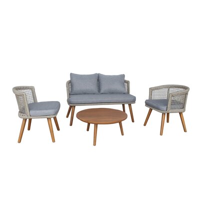 Ellenville 4 Pieces Sofa Seating Group with Cushion -  Wade Logan®, 245504249ADA4F4A9A3351FBE0C7DFC7