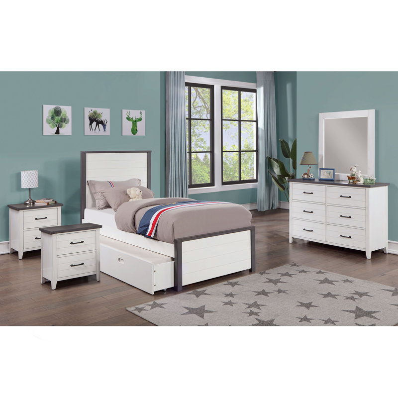 Ensemble de chambre à coucher avec lit gigogne 5 pièces Kaid, Lit double