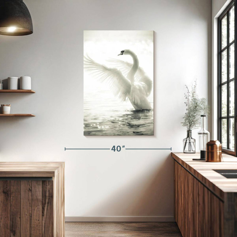 Gracieux cygne blanc, H 39 po x l 26 po