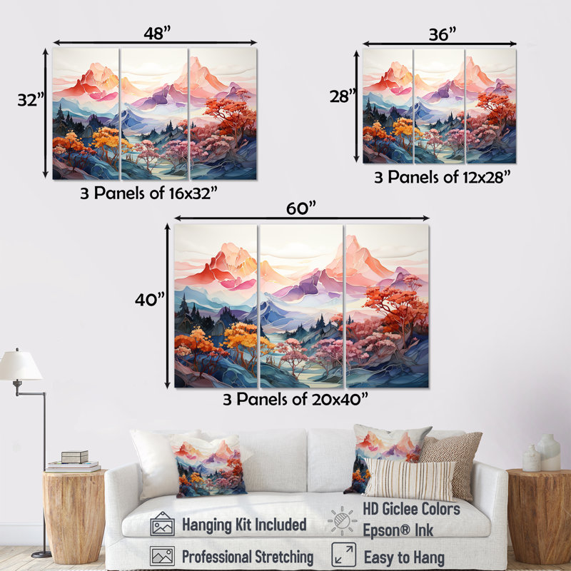 Ensemble de décorations majestueuses montagnes majestueuses, Toile tendue, H 28 po x l 36 po x P 1 po