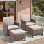 Chaises berçantes pivotantes d'extérieur en osier avec repose-pieds 4 pièces Coady-706928812-706928809
