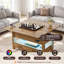 Table basse à plateau relevable divisé avec lumière DEL, station de charge, grand rangement-132917060