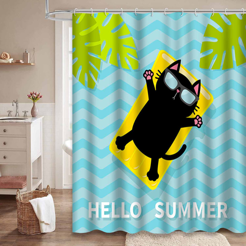 Rideau de douche imperméable SunCat avec 12 crochets, L 72 po x l 72 po