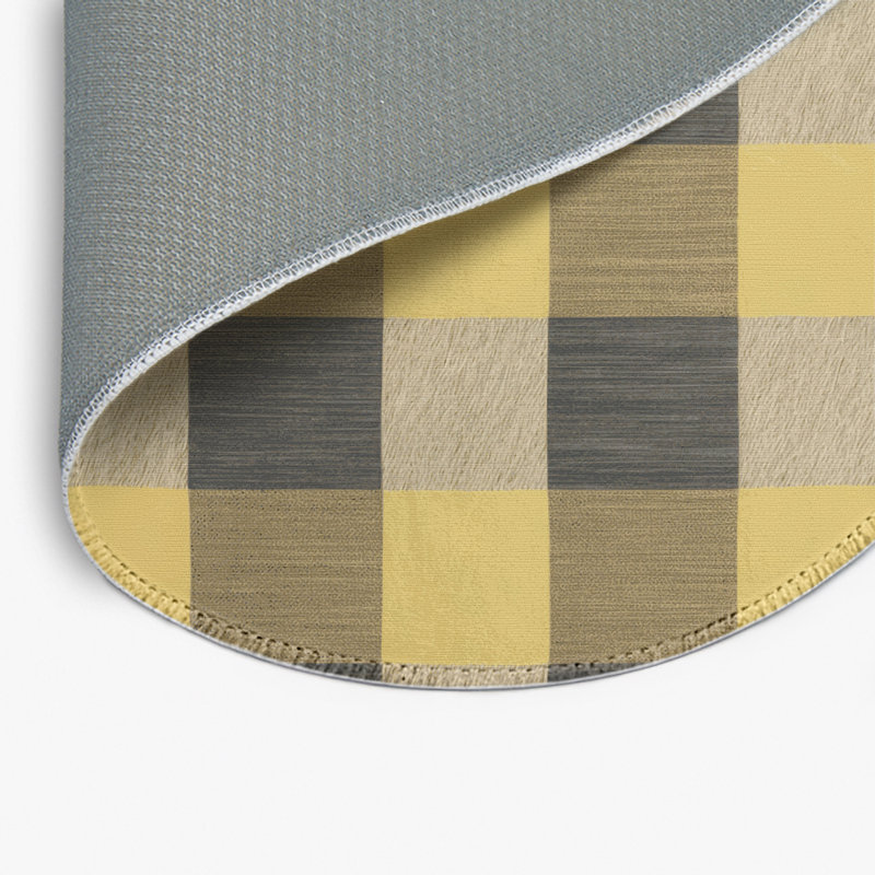 Tapis d'intérieur et d'extérieur à carreaux brun, Rond 5 pi