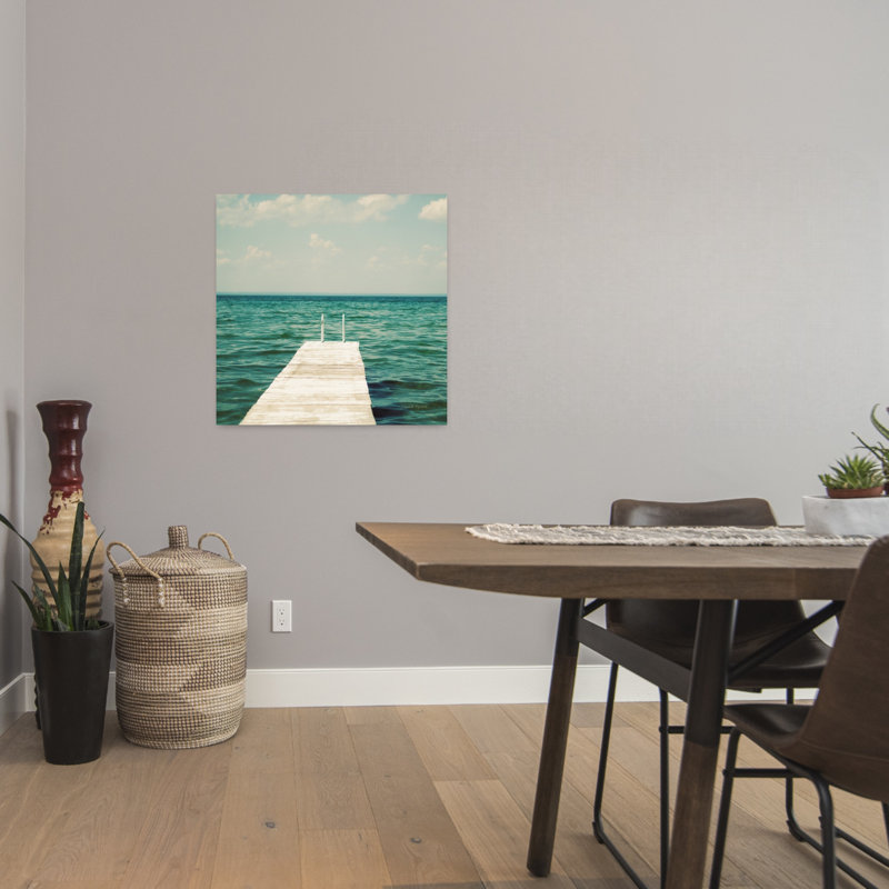 «Coastal Mint Cottage Days I Crop With Blue Clouds», art, H 24 po x l 24 po