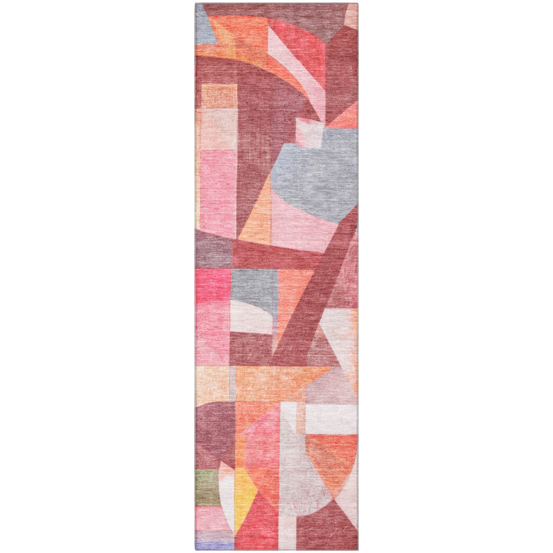 Premium Machine Washable Lubbers AMF1757 Abstract Rug, Runner 2'3" x 7'6"