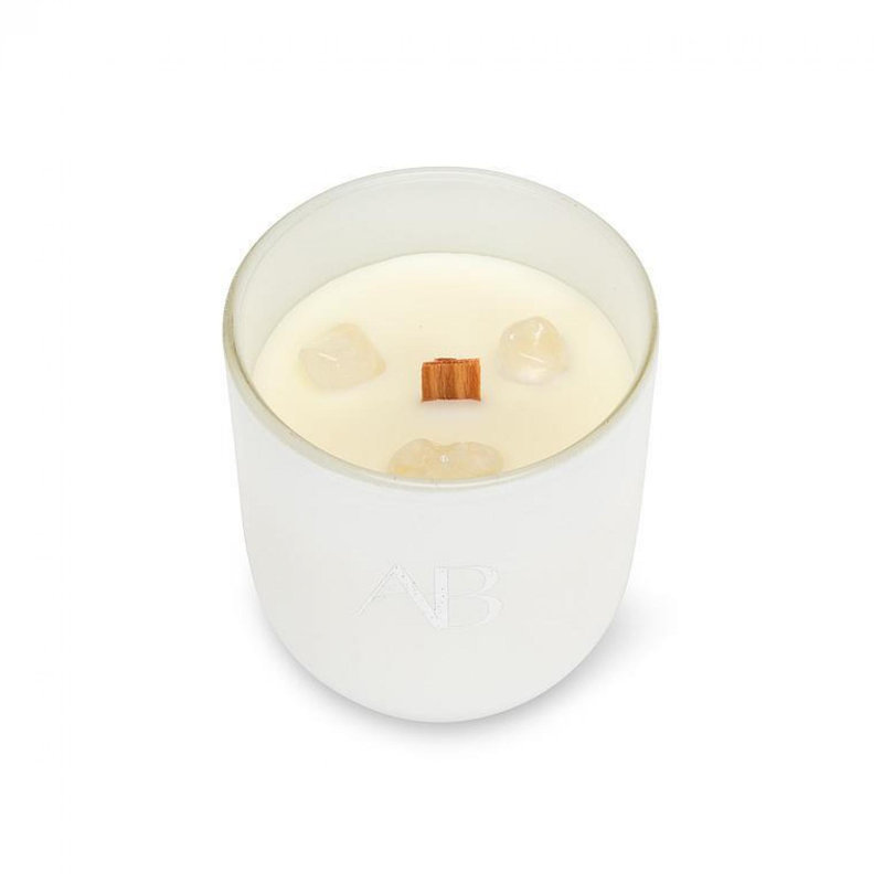 Bougie parfumée en pot avec support en verre, Aventurine