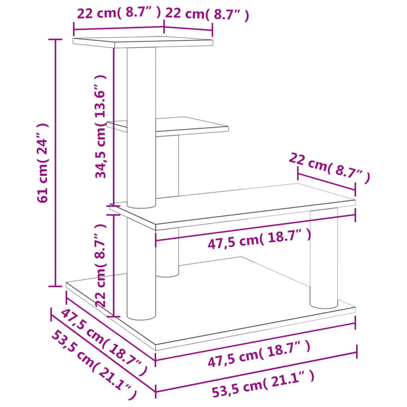 Wheaton 61cm H Cat Tree, Light Grey
