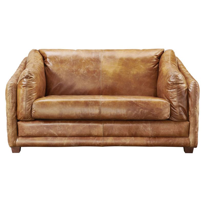 Causeuse Waco, Cuir véritable brun clair