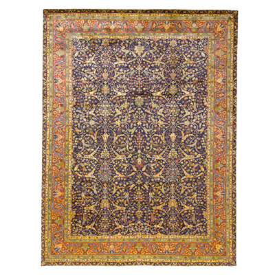 Hand Knotted Wool Area Rug in Black