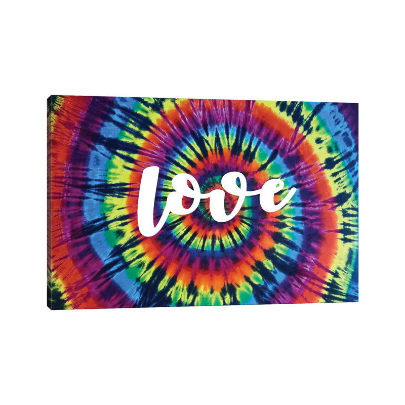 Tie Dye Rainbow Love I 1 Piece Wrapped Canvas Wall Art, 20.32 cm H x 30.48 cm W