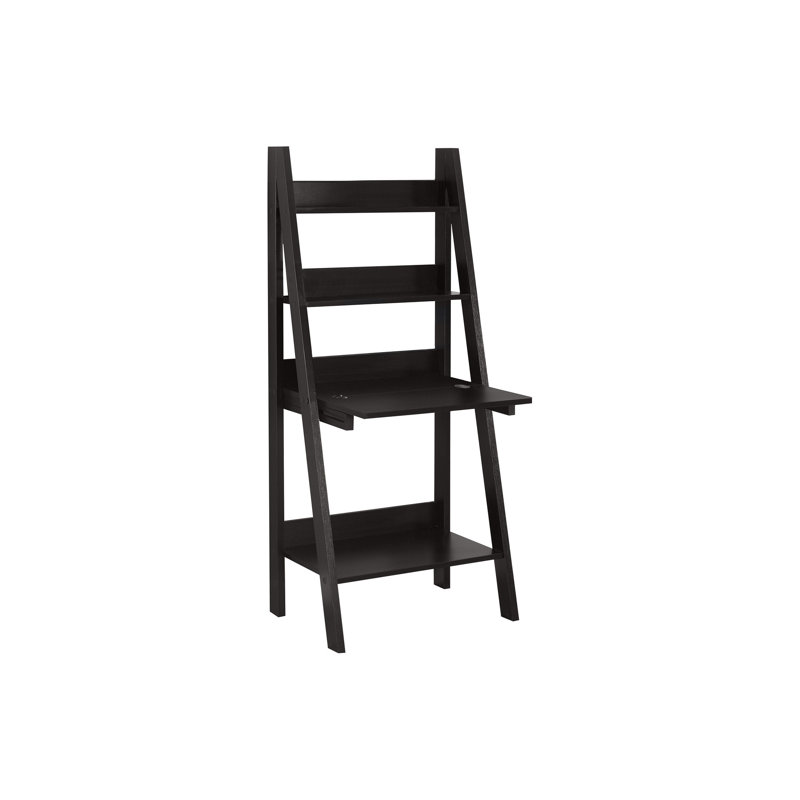 Bureau 61 po pour bureau à domicile, stratifié brun, moderne avec rangement pour ordinateur, tâches élégantes