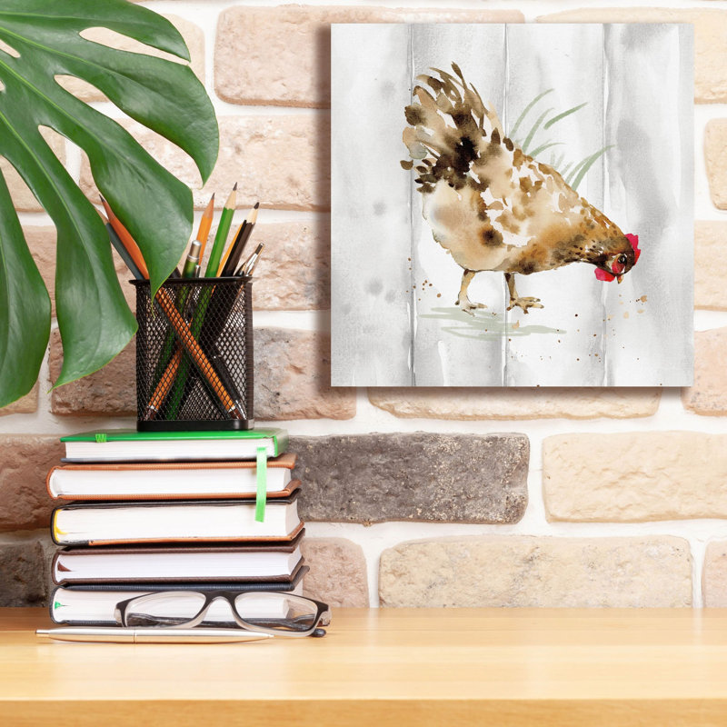 «Home To Roost 3 Barn Board» par Katrina Pete, art mural sur toile, H 12 po x l 12 po x P 0,75 po