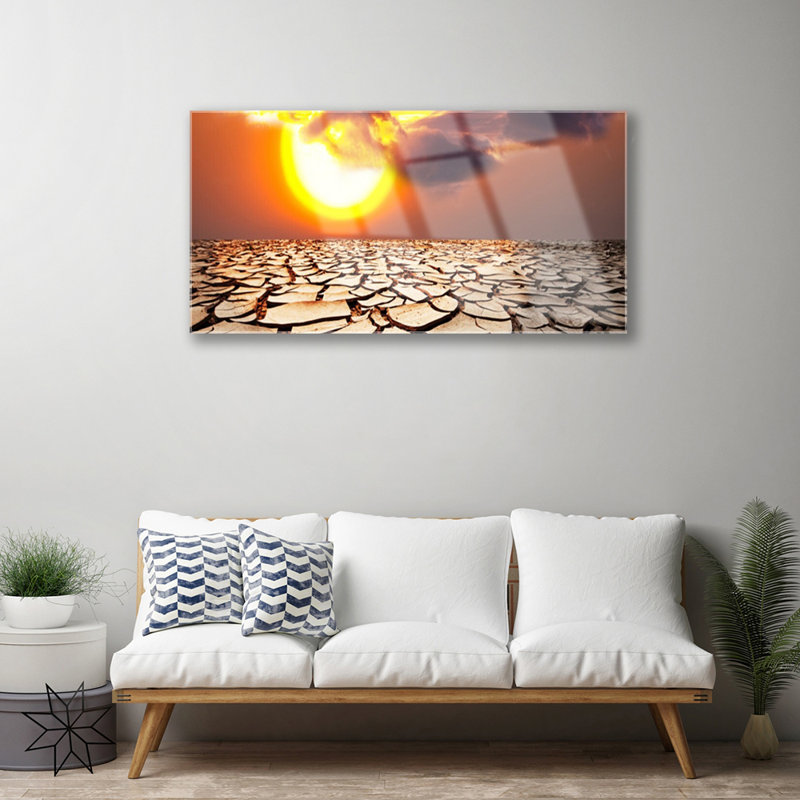 Landscape Sun Desert - No Frame Print on Glass