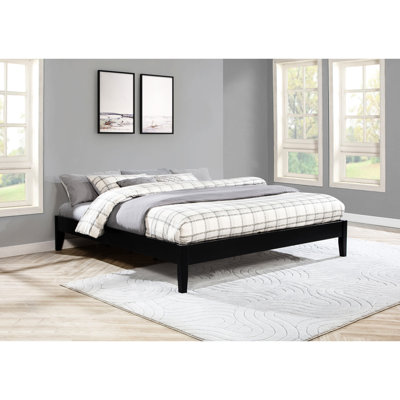 Très grand lit universel noir, construction en bois massif, sans sommier, cadre, lit plateforme pour lit simple Gracefulness, profil bas, doit avoir