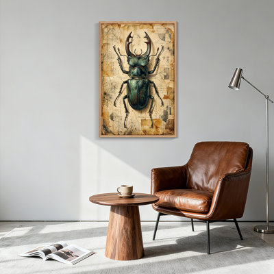 Ensemble de 1 tableau sur toile représentant un scarabée antique
