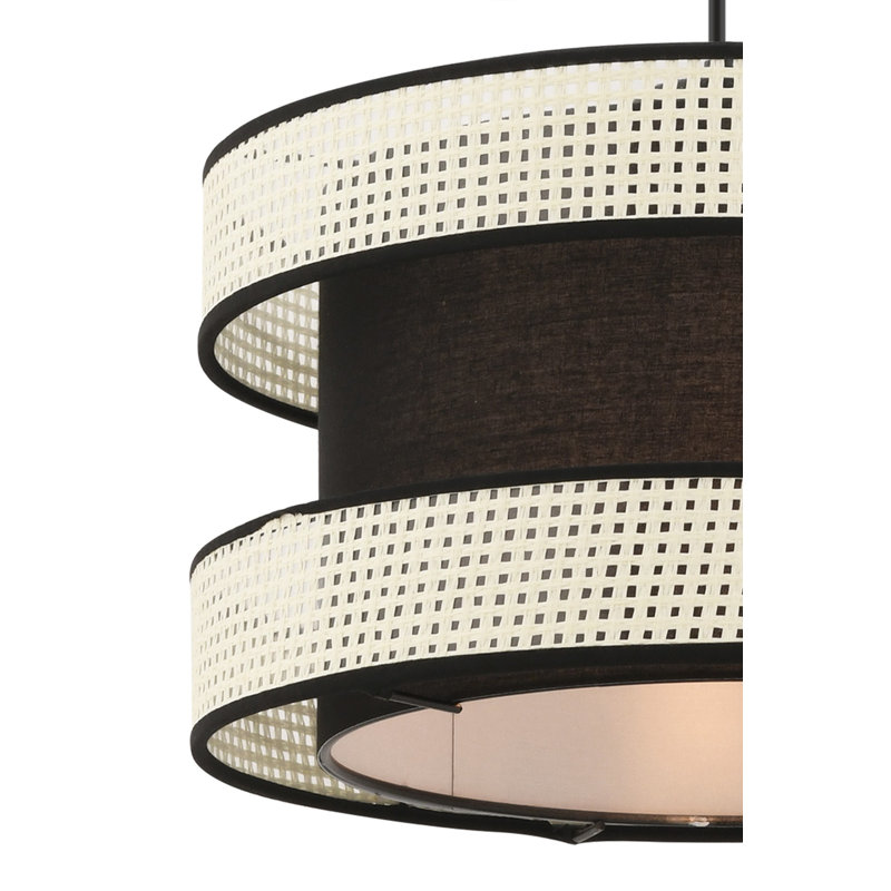 Élégant lustre en métal avec capuchon en coton, blanc et noir, 15,7 po x 15,7 po x 7,9 po | Certifié CE, douille E27, 60 W maximum | Luminaire élégant pour le décor du salon, de la salle à manger et du vestibule