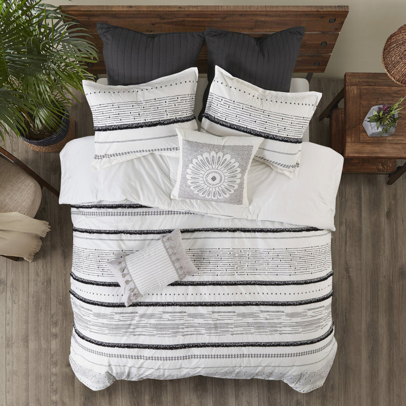 Housse de couette en coton imprimée avec pampilles - Double / Grand ajoute du style à votre chambre à coucher