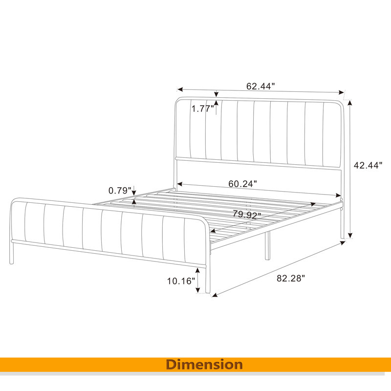 Upholstered Bed Frame, Gray