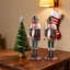 Figurines de Noël casse-noisette de Noël, ensemble de 2 très grand roi et soldat traditionnel en bois avec épée et lance, décorations de fêtes debout fabriquées à la main
