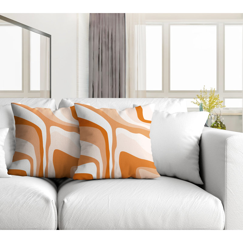 Coussin décoratif carré intérieur / extérieur Clickett, L 19 po x H 19 po, Orange