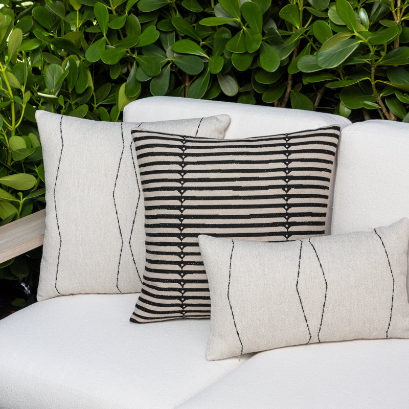 Elevated Sunbrella® Throw Square Indoor/Outdoor Pillow Cover & Insert by Elaine Smith, Ebony, 20"H x 20"W