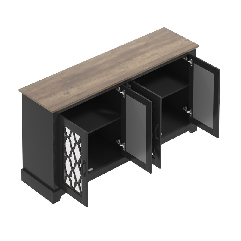 Weddel Basilico Transitional Media Storage Living Room 3-Piece Set, Knotty Oak, Black