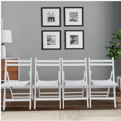 Chaise pour événement spéciale pliante en bois à lattes Furniture - blanc, ensemble de 4, CHAISE PLIABLE, STYLE PLIABLE