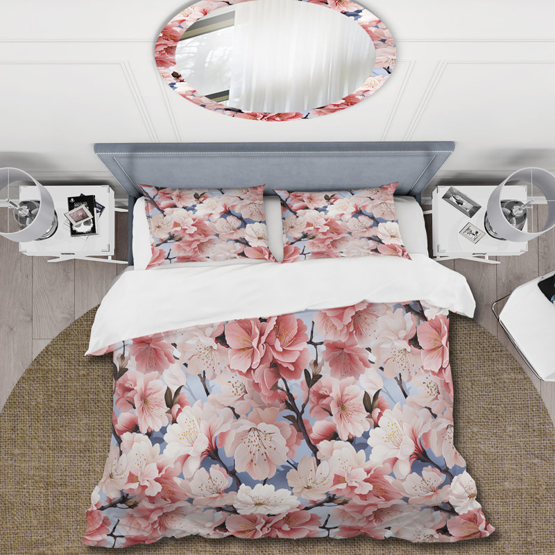 Ensemble de housse de couette Cherry Blossom Bliss I - Oriental - microfibre de polyester