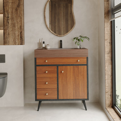 Meuble-lavabo autoportant avec lavabo en céramique pour la maison