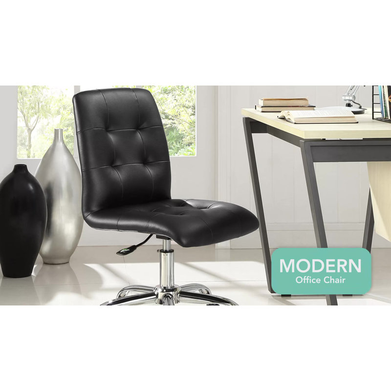 Prim Swivel Armless Drafting Chair in Luxe Gray Faux Leather