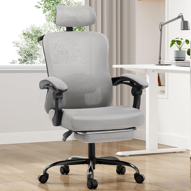 Hermann High Back Ergonomic Computer Chair 3D Adjustable Lumbar Support Comfy Breathable Reclining Mesh Hermann 3D Agjustable Headrest With Footrest Upgraded Linkage Armrest