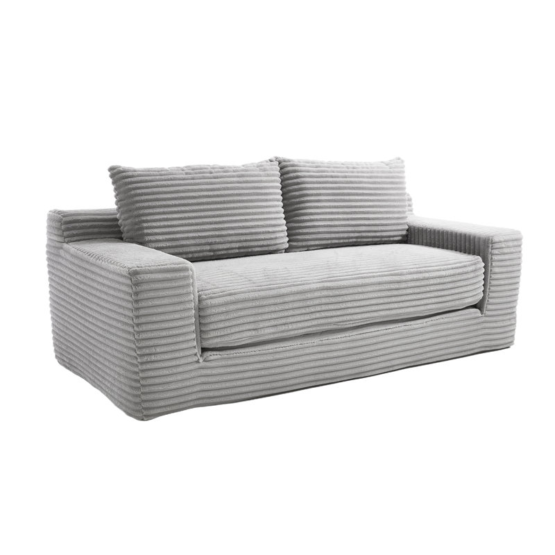 Canapé-lit convertible 3 en 1, canapé-lit escamotable en mousse à mémoire de forme et structure en acier 70,87 po, Gris clair