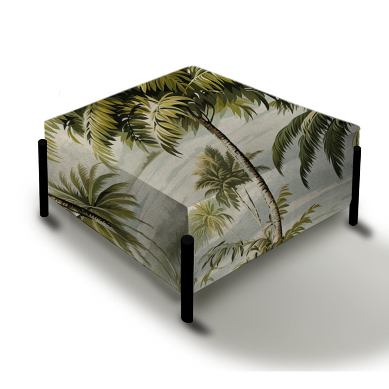 Motif rétro de palmiers tropicaux - grand repose-pieds carré tropical
