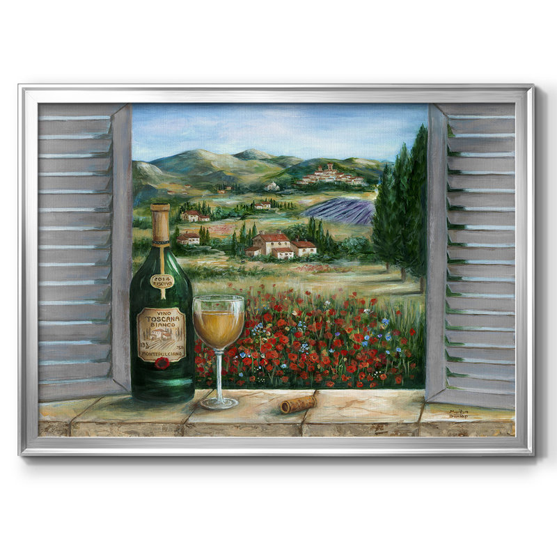 «Tuscan White and Poppies», reproduction d'art sur toile, H 18 po x l 26 po x P 1,5 po, Argent