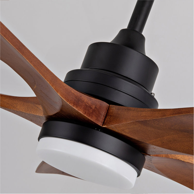 Ventilateurs de plafond noirs avec lumières et télécommande, ventilateur de plafond extérieur de 42 pouces pour les patios avec lumière, ventilateur de plafond moderne à 5 pales, moteur à courant continu réversible silencieux, ventilateur de bois pour la ferme