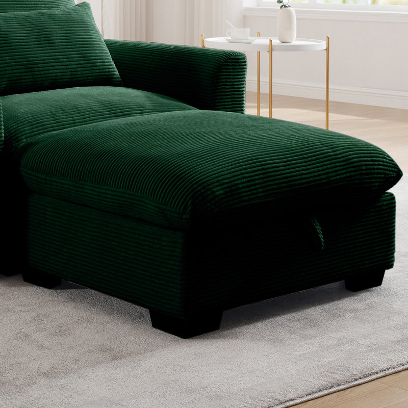 Karaka Upholstered Ottoman, Green