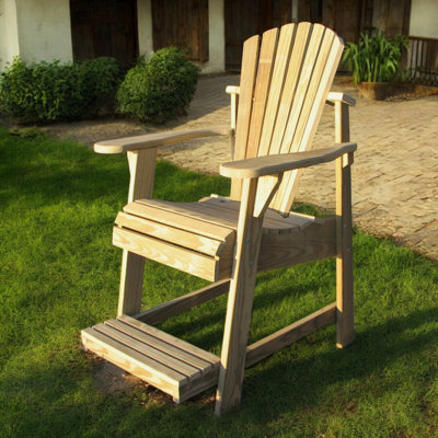 USA-Made Adirondack Balcony/Pub Chair with Built-In Footrest – Premium Pressure-Treated Pine, Elevated Outdoor Seating for Deck, Porch, or Balcony