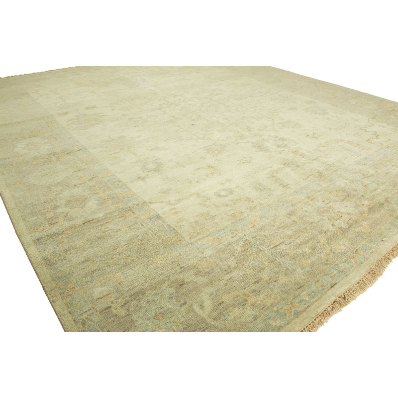 Prejean Wool Oriental Area Rug in Ivory/Gold, Rectangle 12' x 15'