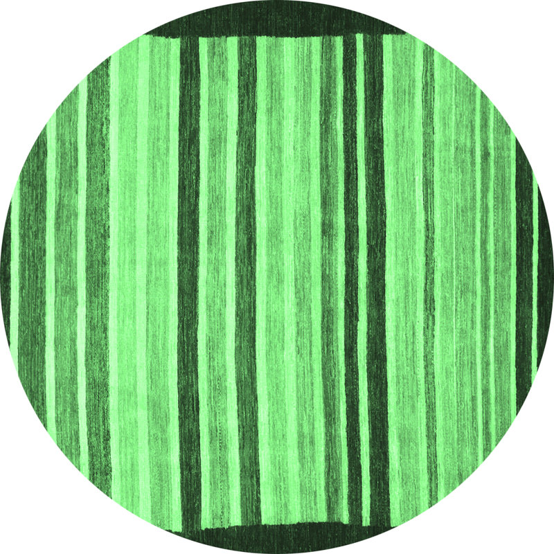 Tapis abstrait vert émeraude lavable à la machine 806, Rond 4 pi