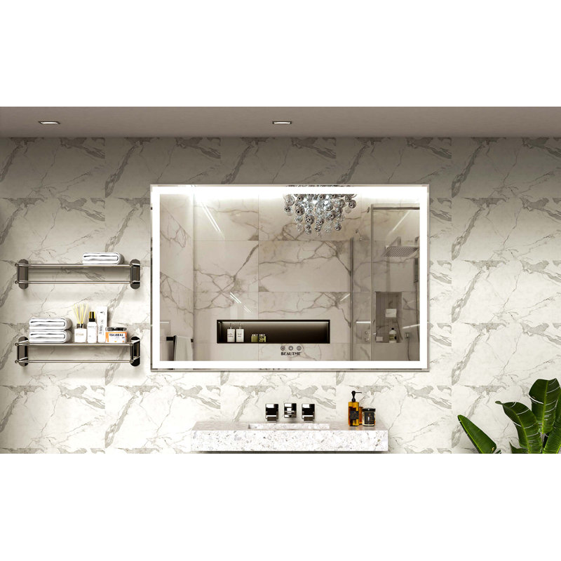 60x40 Inch Silver Aluminum LED Bathroom Vanity Mirror