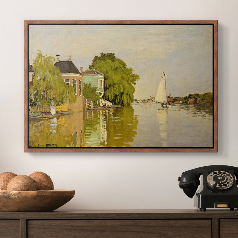 Maisons sur l'Achterzaan, 1871 - Claude Monet, toile tendue avec châssis, 16 x 24, Noyer
