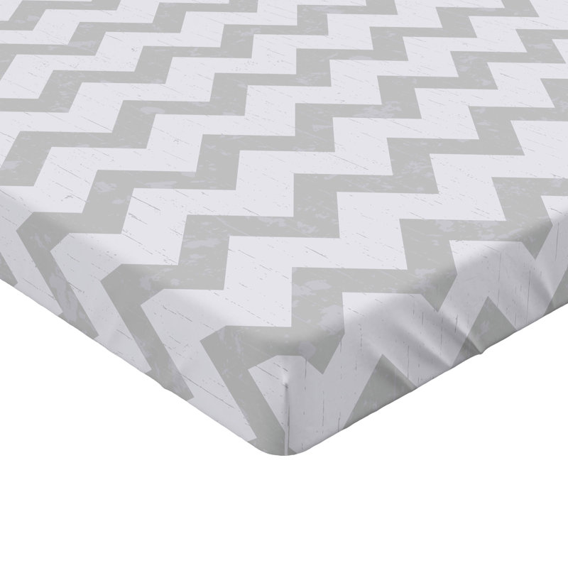 Drap-housse orange Ambesonne, Drap-housse pour lit simple TG, Gris pâle / chevron blanc