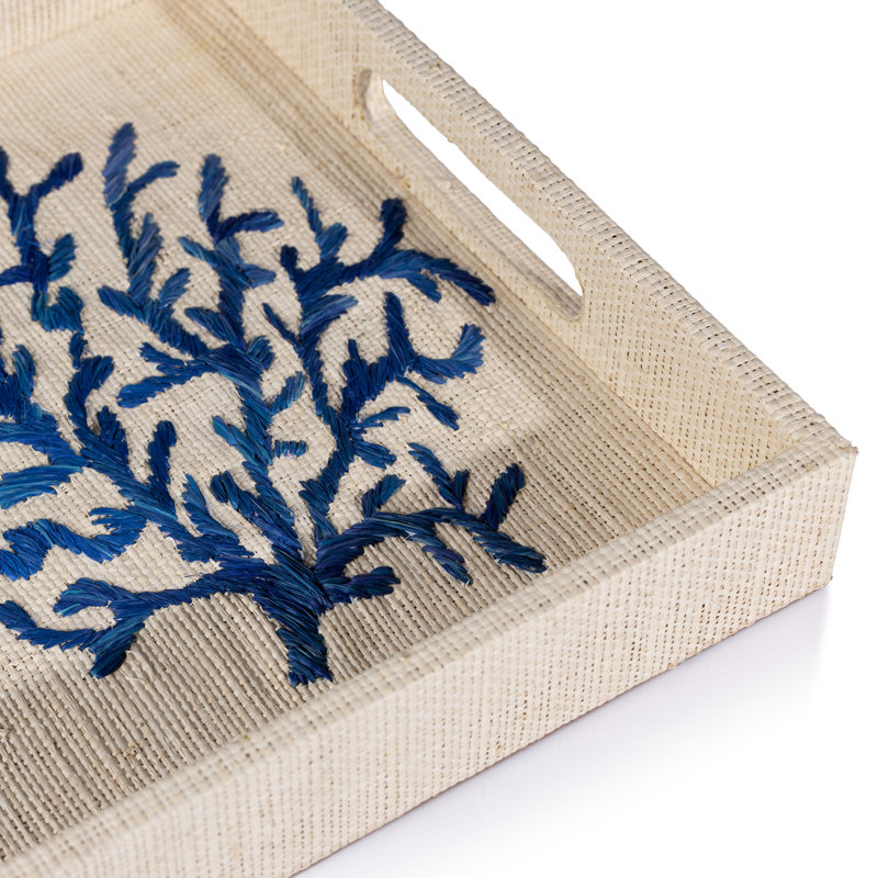 Plateau de service en raphia et fibres naturelles Coral Lagoon