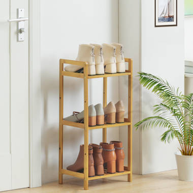 MoNiBloom Bamboo 8 Tiers Corner Shoes Rack, 8 Pairs Organizer Stand, Natural, for Entryway, Size: 8 Shelves, Beige