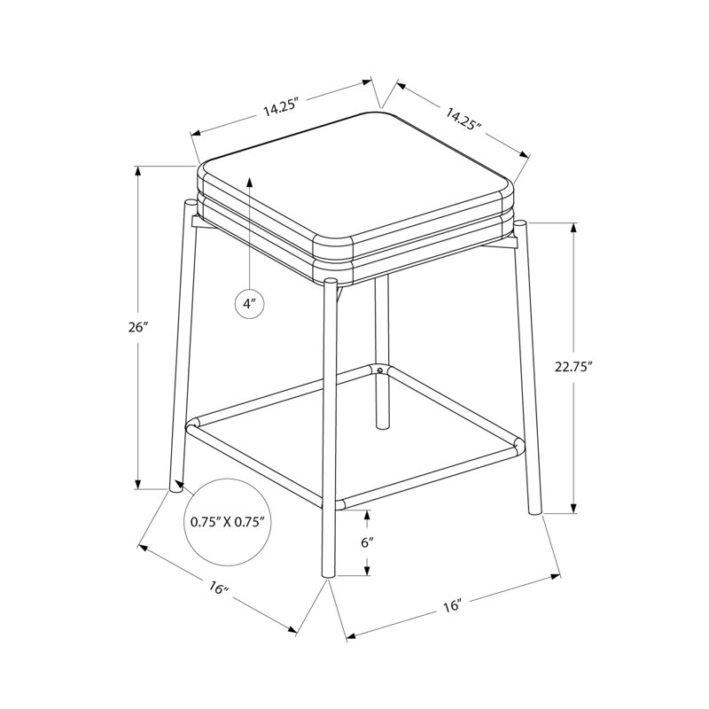 Moderne et contemporain avec 2 sièges sans dossier en tissu gris et une structure en métal blanc pour la cuisine