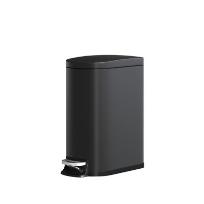 Poubelle de cuisine 13 gallons / 50 L en métal avec couvercle, poubelle mince antirouille, grande poubelle avec seau intérieur, poignée arrière, couvercle à fermeture douce, noir