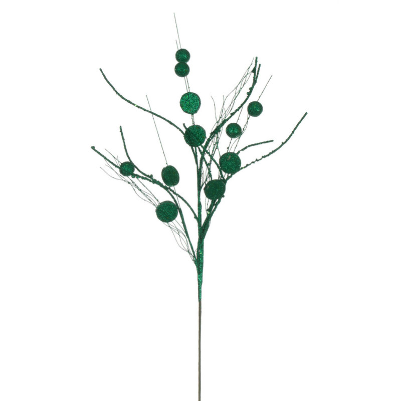 Vaporisateur de 33 po Ball and Coin Glitter Twig, 6 par sac., Vert clair