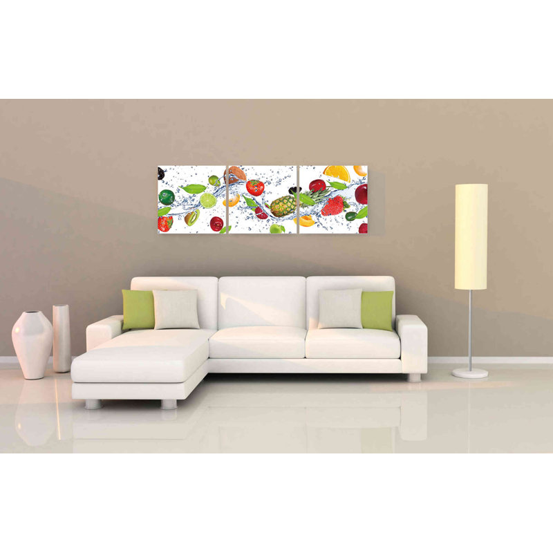 3 piece "Fruit Wave" Acrylic Wall Art, 60" x 20"