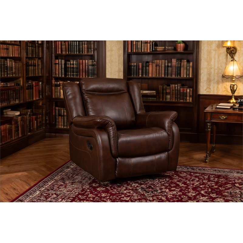 Fauteuil inclinable manuel en similicuir brun, Brun